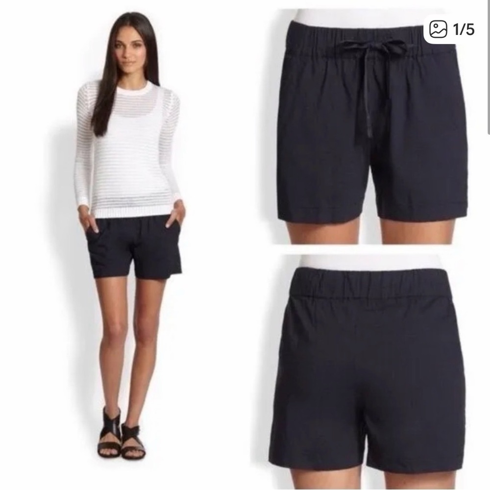 NWT Theory Navy Drawstring Drapey Crepe Nautical Navy Elastic Waist Shorts S